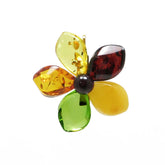 Multi-Color Amber Flower Brooch - Pendant - Amber Alex Jewelry